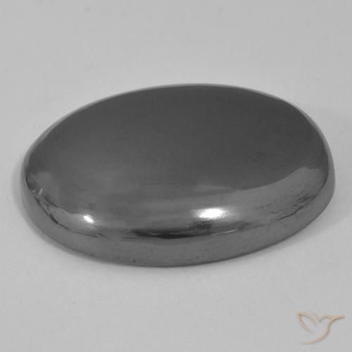 Hématite Gris moyen naturelle ovale, 35.61 ct, Opaque