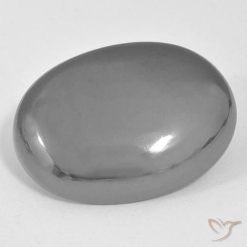 Hématite Gris argent naturelle ovale, 36.77 ct, Opaque