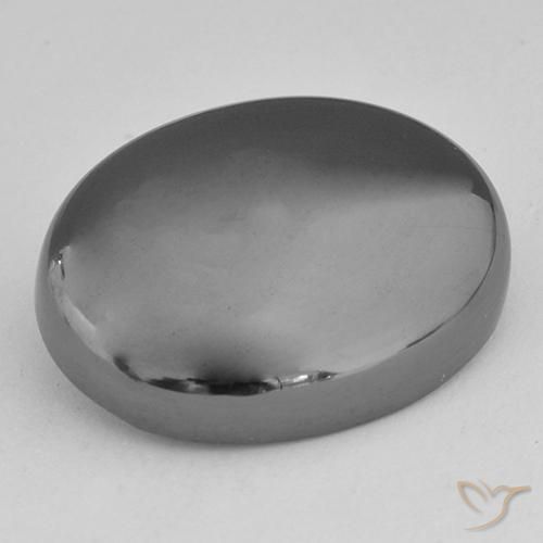 31.44ct Naturel Gris argent Hématite, ovale, Opaque