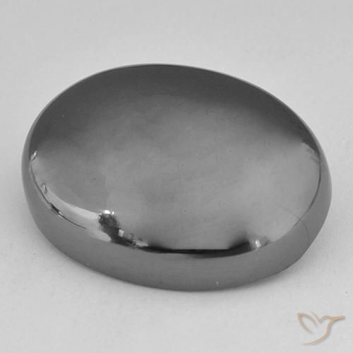 Hématite Gris argent naturelle ovale, 31.44 ct, Opaque