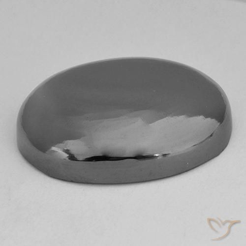 Hématite Gris argent naturelle ovale, 31.44 ct, Opaque