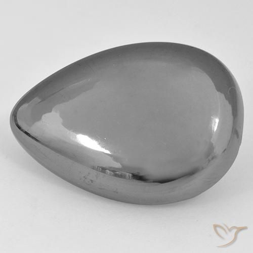 33.60ct Naturel Gris argent Hématite, En forme de poire, Opaque