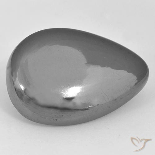 Hématite Gris argent naturelle En forme de poire, 33.60 ct, Opaque