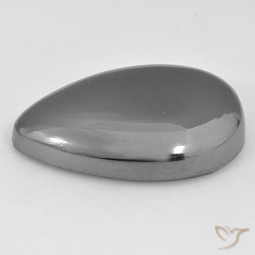 Hématite Gris argent naturelle En forme de poire, 33.60 ct, Opaque