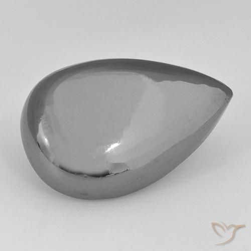 Hématite Gris argent naturelle En forme de poire, 33.84 ct, Opaque