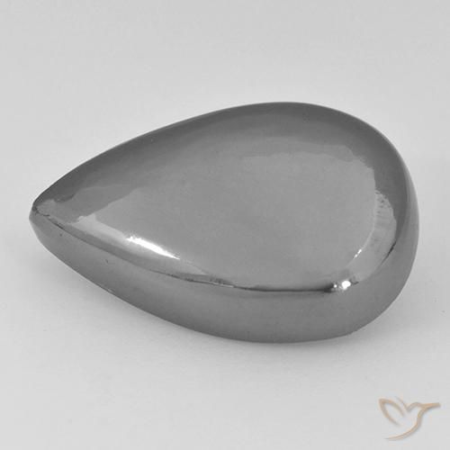 Hématite Gris argent naturelle En forme de poire, 33.84 ct, Opaque