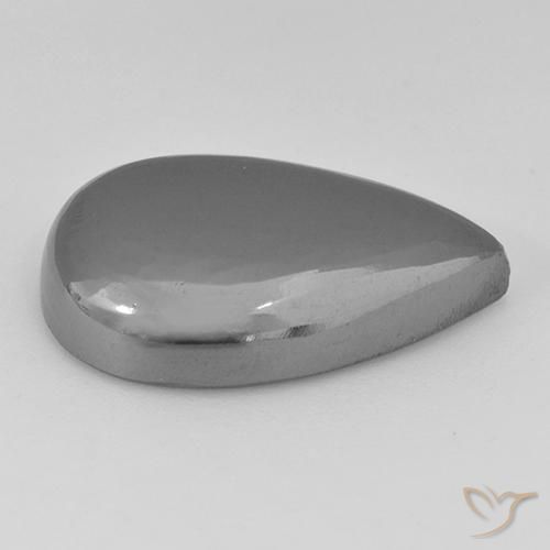 Hématite Gris argent naturelle En forme de poire, 33.84 ct, Opaque