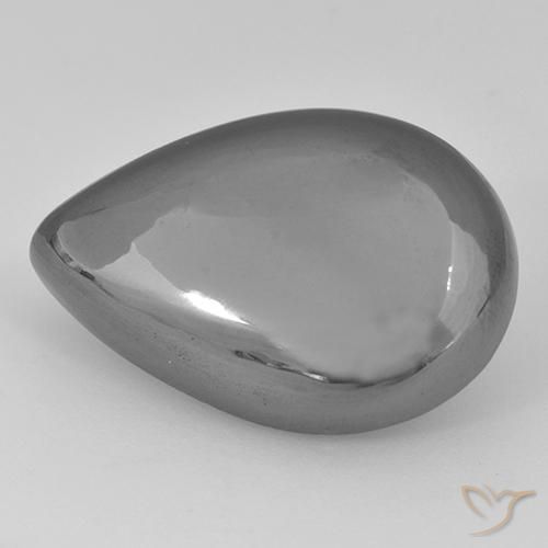 40.28ct Naturel Gris argent Hématite, En forme de poire, Opaque