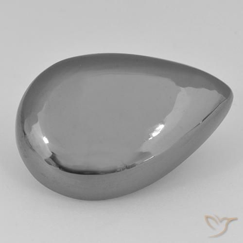 Hématite Gris argent naturelle En forme de poire, 40.28 ct, Opaque