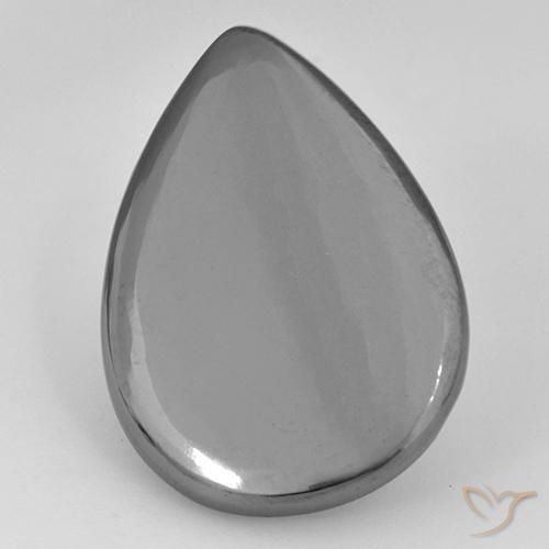 18.31ct Naturel Gris argent Hématite, En forme de poire, Opaque