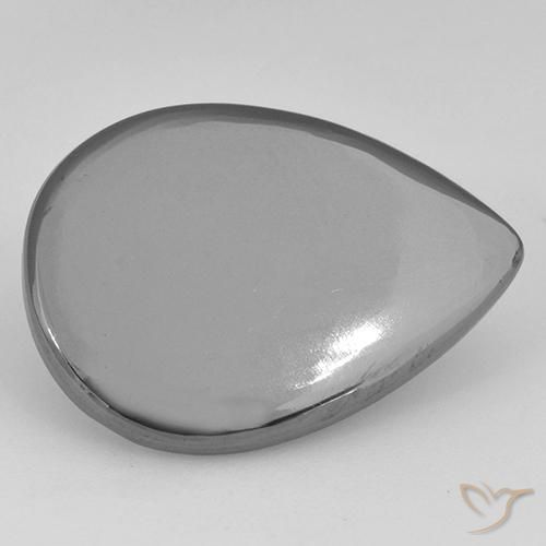Hématite Gris argent naturelle En forme de poire, 18.31 ct, Opaque