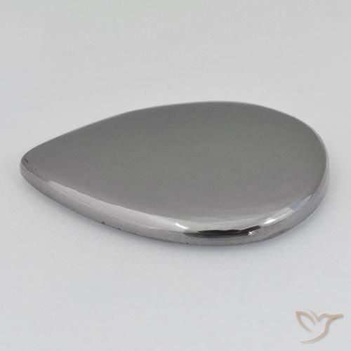 Hématite Gris argent naturelle En forme de poire, 18.31 ct, Opaque