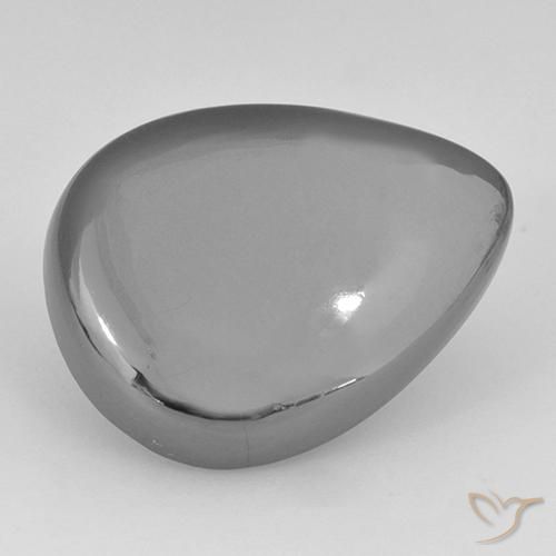 Hématite Gris argent naturelle En forme de poire, 26.63 ct, Opaque