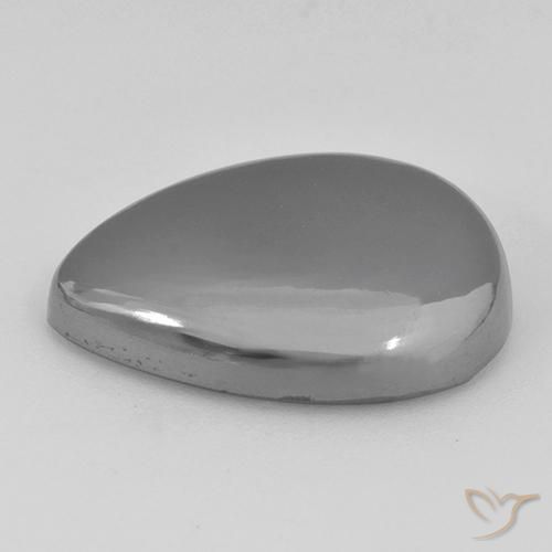 Hématite Gris argent naturelle En forme de poire, 26.63 ct, Opaque