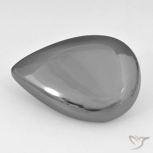 Hématite Gris argent naturelle En forme de poire, 28.42 ct, Opaque