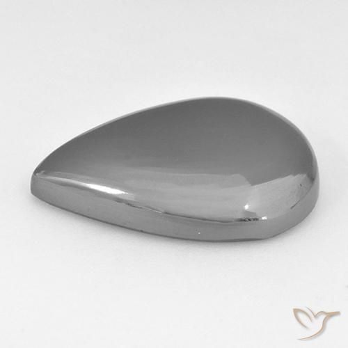 Hématite Gris argent naturelle En forme de poire, 28.42 ct, Opaque