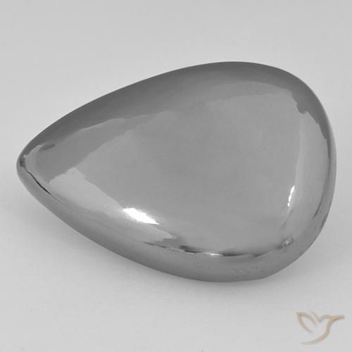 Hématite Gris argent naturelle En forme de poire, 30.47 ct, Opaque