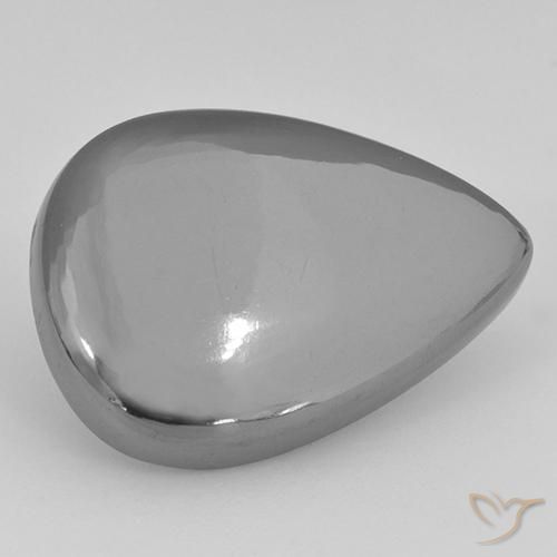 Hématite Gris argent naturelle En forme de poire, 30.47 ct, Opaque
