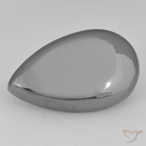 Hématite Gris argent naturelle En forme de poire, 31.43 ct, Opaque
