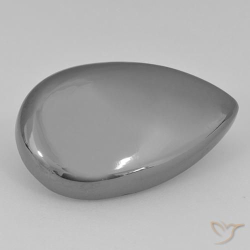 Hématite Gris argent naturelle En forme de poire, 31.43 ct, Opaque