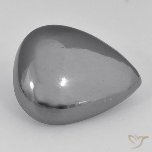 Hématite Gris argent naturelle En forme de poire, 23.36 ct, Opaque