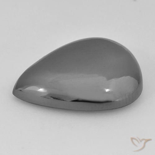 Hématite Gris argent naturelle En forme de poire, 23.36 ct, Opaque