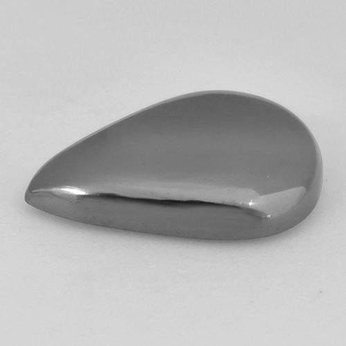 Hématite gris naturelle en forme de poire, 9,41 ct, opaque