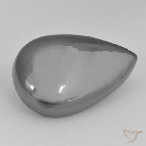 30.63ct Naturel Gris argent Hématite, En forme de poire, Opaque