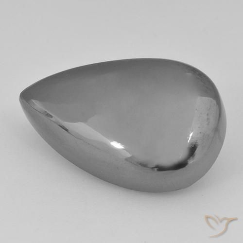 Hématite Gris argent naturelle En forme de poire, 30.63 ct, Opaque