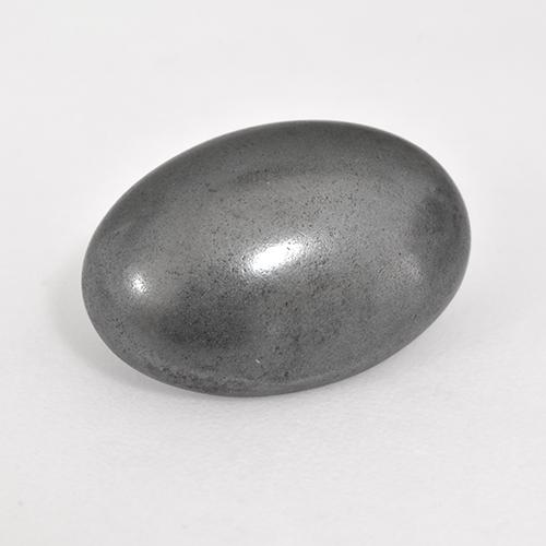 Hématite gris naturelle coupe ovale, 7,24 ct, opaque
