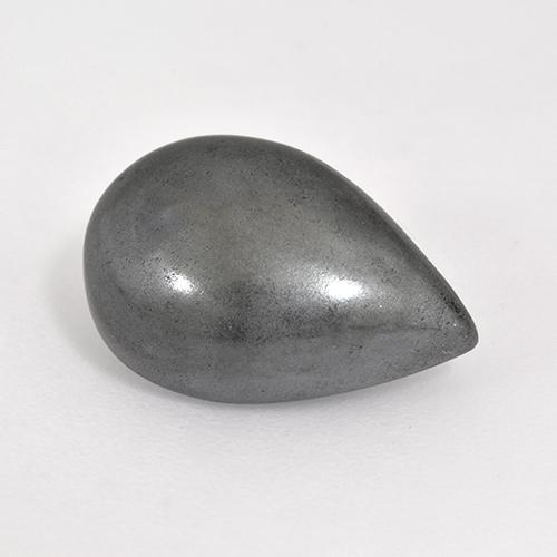 Hématite gris naturelle en forme de poire, 7,86 ct, opaque