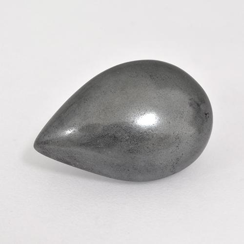Hématite gris naturelle en forme de poire, 7,86 ct, opaque