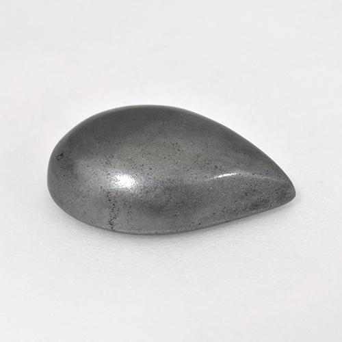 Hématite gris naturelle en forme de poire, 7,86 ct, opaque