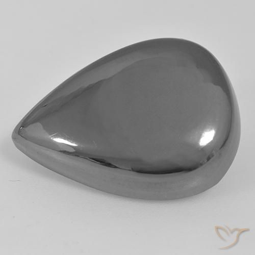 35.97ct Naturel Gris argent Hématite, En forme de poire, Opaque