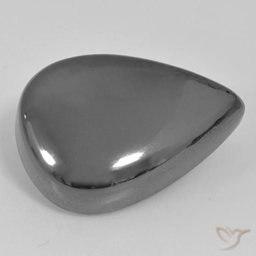 Hématite Gris argent naturelle En forme de poire, 35.97 ct, Opaque