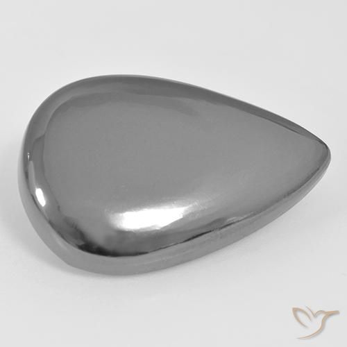 33.96ct Naturel Gris moyen Hématite, En forme de poire, Opaque