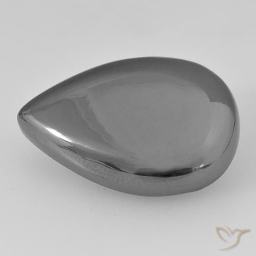 28.91ct Naturel Gris argent Hématite, En forme de poire, Opaque