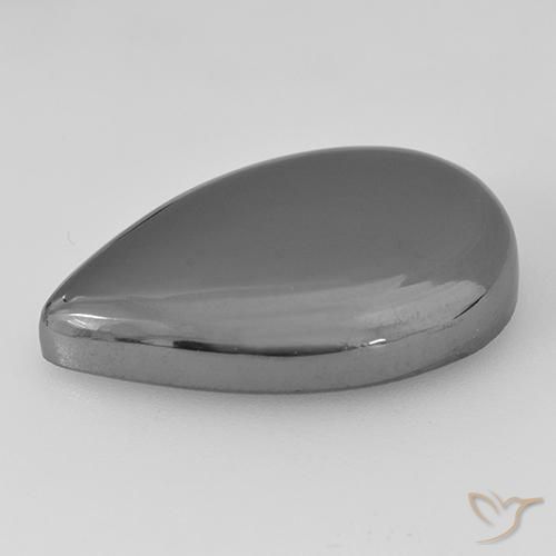 Hématite Gris argent naturelle En forme de poire, 28.91 ct, Opaque