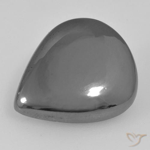 Hématite Gris argent naturelle En forme de poire, 16.86 ct, Opaque