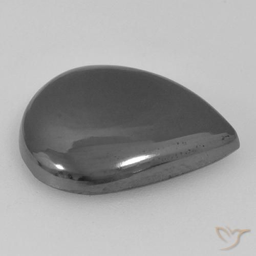 Hématite Gris argent naturelle En forme de poire, 16.86 ct, Opaque