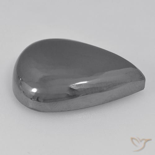 Hématite Gris argent naturelle En forme de poire, 35.60 ct, Opaque