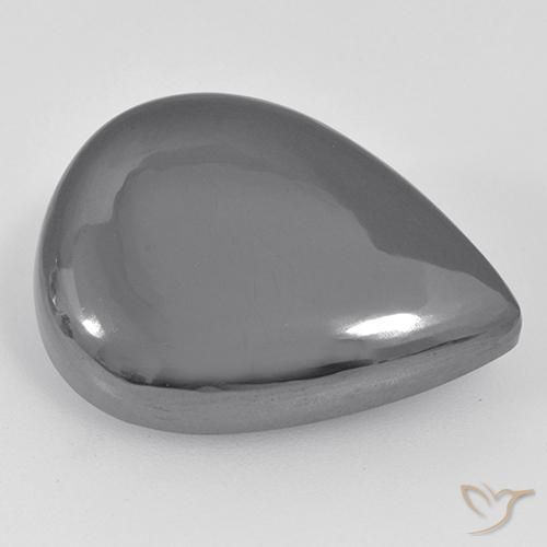 30.78ct Naturel Gris moyen Hématite, En forme de poire, Opaque