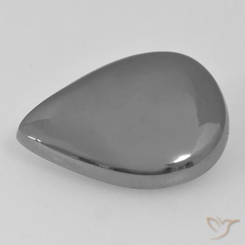 Hématite gris naturelle en forme de poire, 17,36 ct, opaque