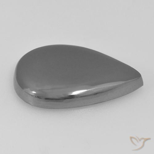 Hématite gris naturelle en forme de poire, 17,36 ct, opaque