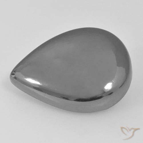 Hématite Gris argent naturelle En forme de poire, 31.22 ct, Opaque