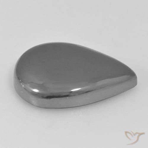 Hématite Gris argent naturelle En forme de poire, 31.22 ct, Opaque