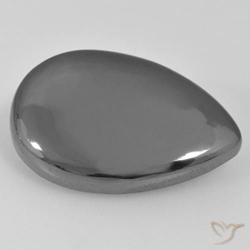Hématite Gris moyen naturelle En forme de poire, 28.79 ct, Opaque
