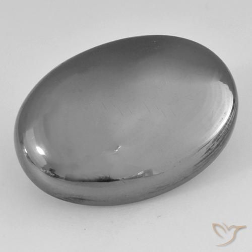 36.25ct Naturel Gris argent Hématite, ovale, Opaque