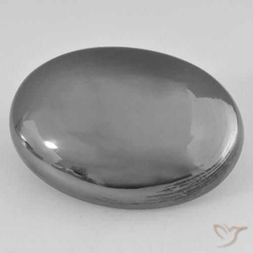 Hématite Gris argent naturelle ovale, 36.25 ct, Opaque