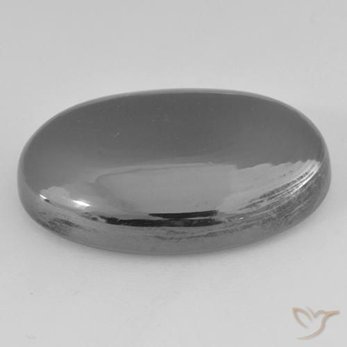Hématite Gris argent naturelle ovale, 36.25 ct, Opaque